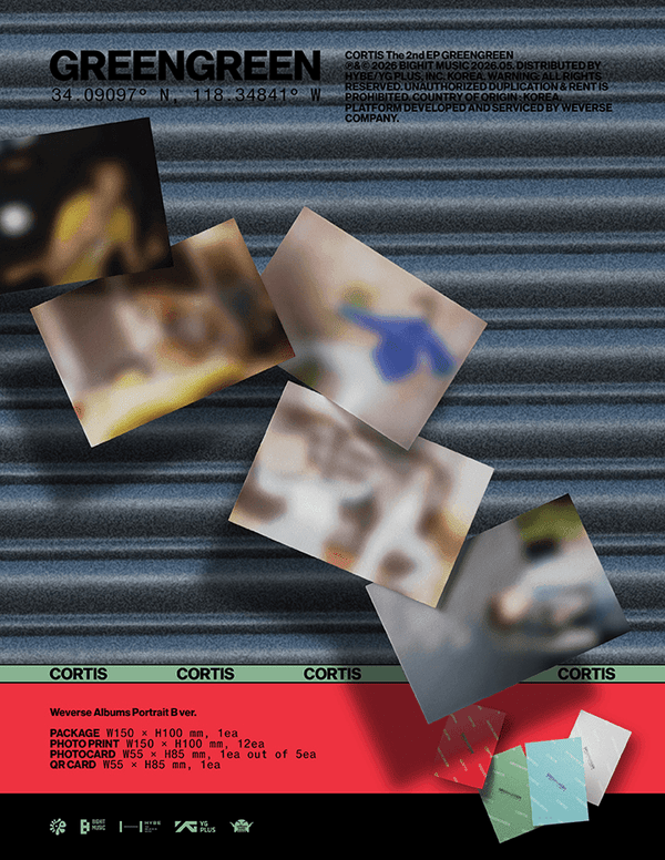 Album cover with blurred images and text on a textured surface