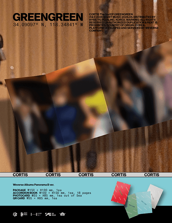 Promotional poster for a music album by Greengreen with blurred images and text.