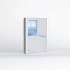 White product packaging with a blue label on a white background