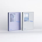Two white boxes with blue text and design elements on a white background
