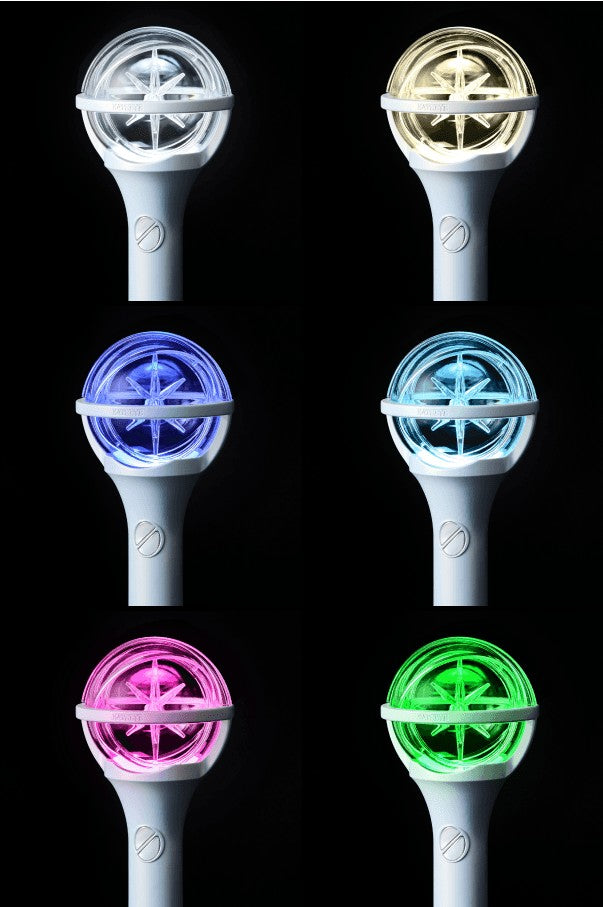 Set of six colorful LED light sticks on a black background