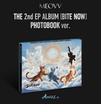 MEOVV album photobook with cat illustrations on a black background