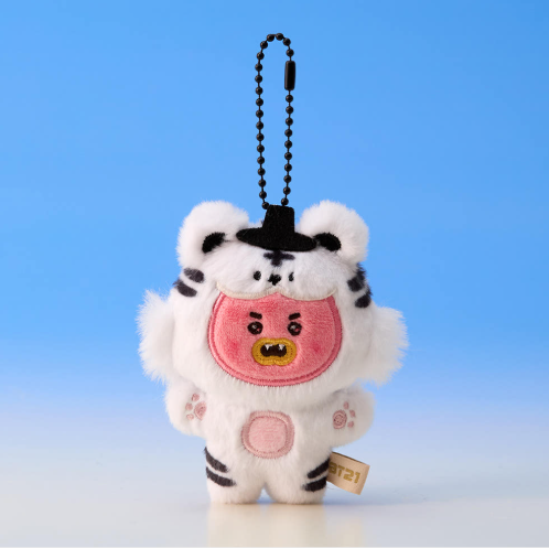 Plush keychain with a cartoon character on a blue background